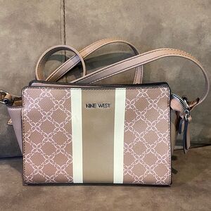 Nine West Beige and Ivory Patterned Crossbody Bag
